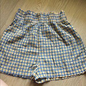 Urban Outfitters High Waist Yellow and Blue Shorts